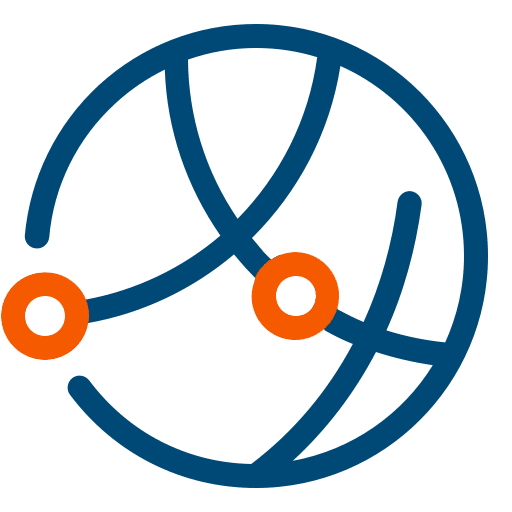 blue and orange world icon